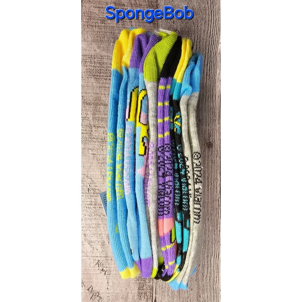 6 Pair NEW SpongeBob SquarePants Ankle Socks Size 4 - 10 Nickelodeon UNISEX